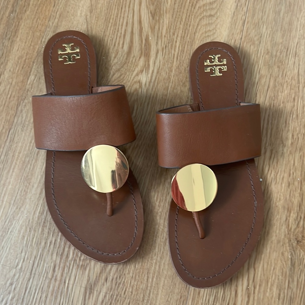 Tory Burch Patos Disk Leather Sandal, size 9.5